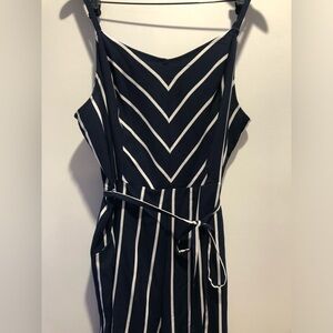 Navy and White Striped Jumpsuit